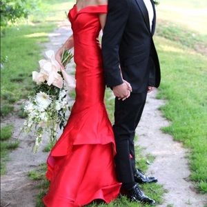 Rachel Allen Couture Fitted Red Prom Pageant Dress
